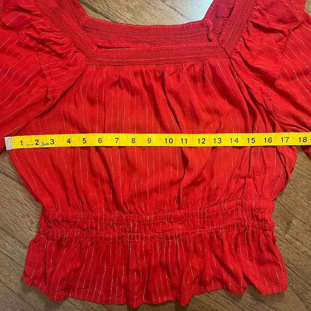 Universal Thread Women’s Red Long Sleeve Blouse with Ruffle Detail Size Medium - Picture 7 of 8
